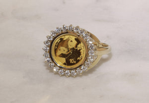 Letney Jewelers Genuine Gold Panda Ring with Diamond Bezel